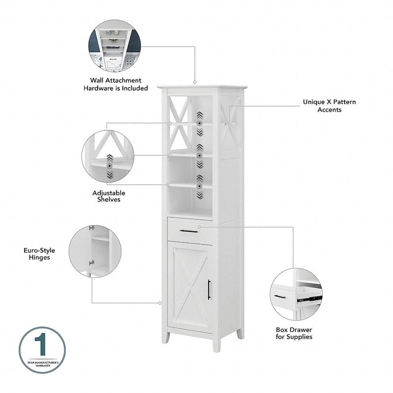 Armoire à linge haute Key West et rangement gain de place par Bush Furniture