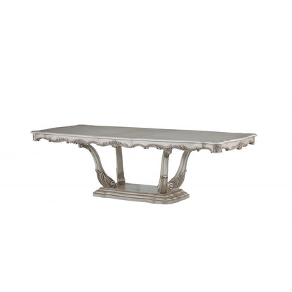 Table de salle à manger à pied central en bois massif blanc cassé de 44 pouces