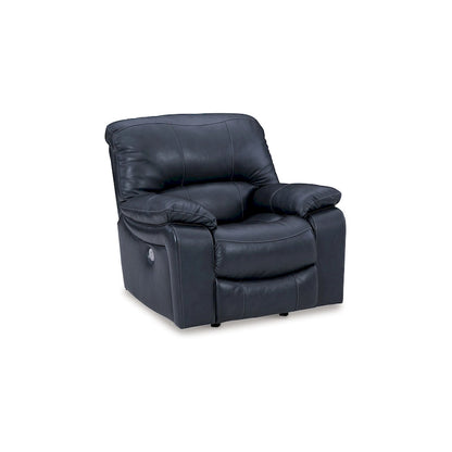 Fauteuil inclinable électrique Leesa, cuir souple bleu océan, port USB