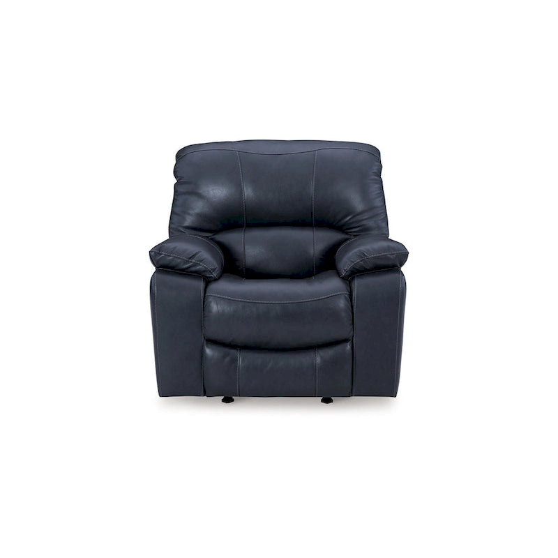 Fauteuil inclinable électrique Leesa, cuir souple bleu océan, port USB