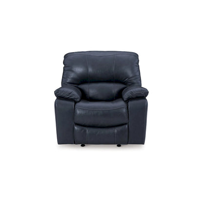 Fauteuil inclinable électrique Leesa, cuir souple bleu océan, port USB