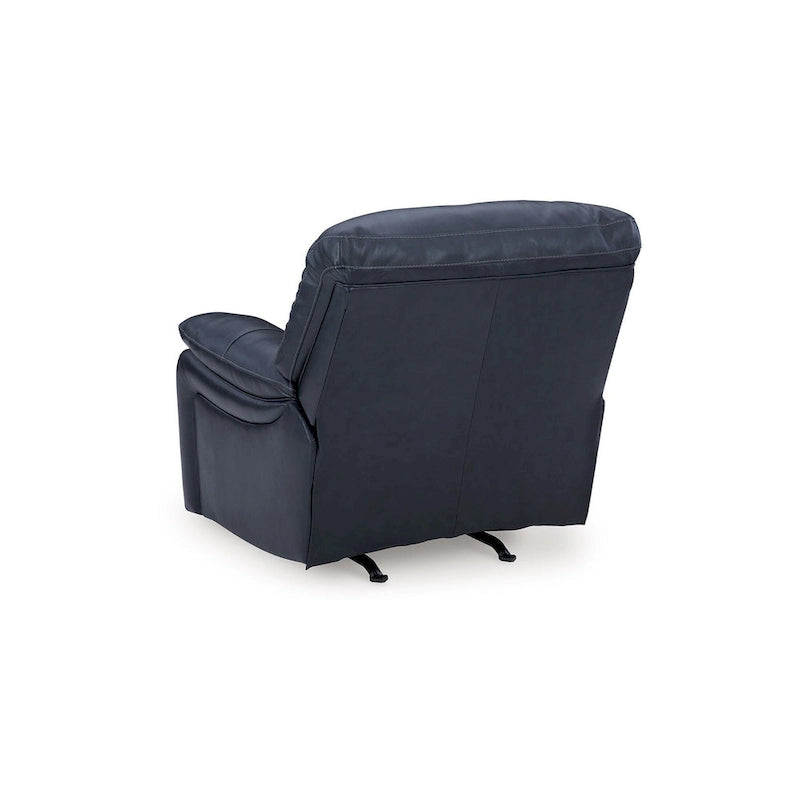 Fauteuil inclinable électrique Leesa, cuir souple bleu océan, port USB