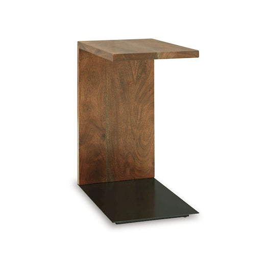Table d'appoint en bois massif, forme en C, 45,7 cm (18 pouces), marron foncé