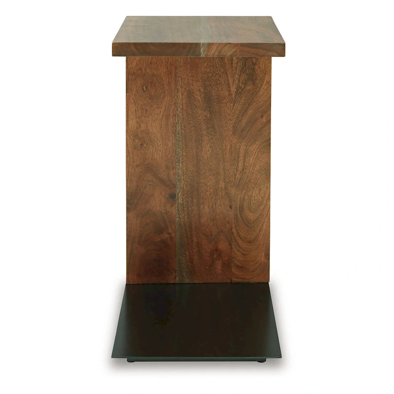 Table d'appoint en bois massif, forme en C, 45,7 cm (18 pouces), marron foncé