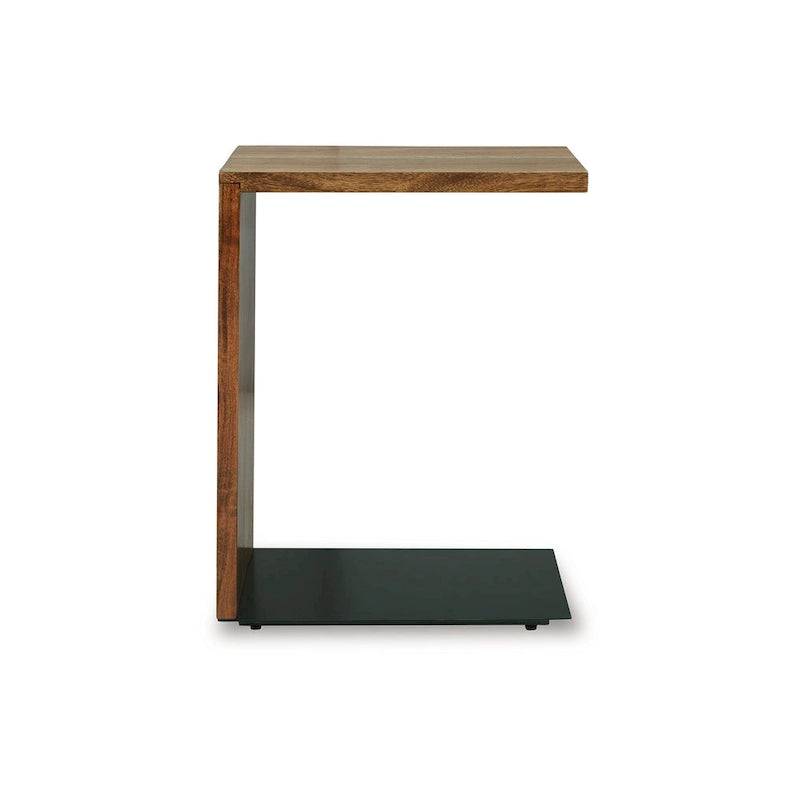Table d'appoint en bois massif, forme en C, 45,7 cm (18 pouces), marron foncé