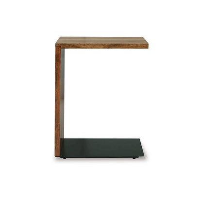 Table d'appoint en bois massif, forme en C, 45,7 cm (18 pouces), marron foncé