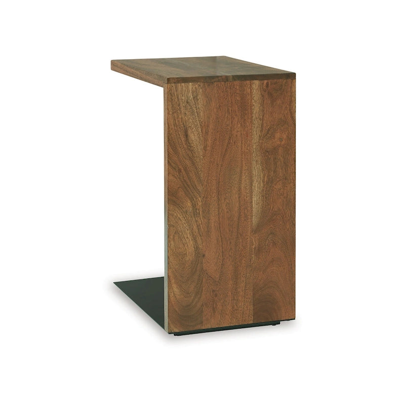 Table d'appoint en bois massif, forme en C, 45,7 cm (18 pouces), marron foncé