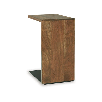 Table d'appoint en bois massif, forme en C, 45,7 cm (18 pouces), marron foncé
