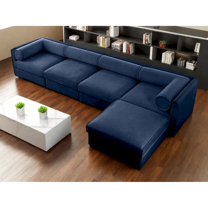 Canapé d'angle modulaire en forme de L, revêtu de chenille, avec assise de rangement, à monter soi-même.
