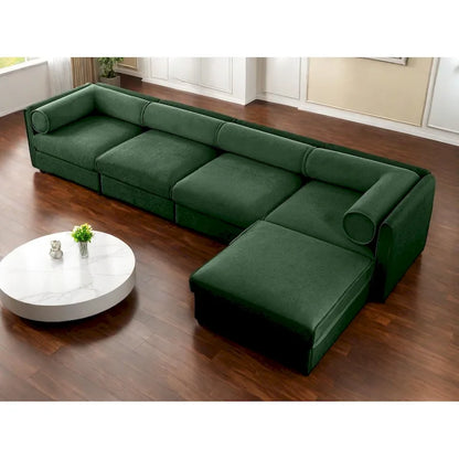 Canapé d'angle modulaire en forme de L, revêtu de chenille, avec assise de rangement, à monter soi-même.