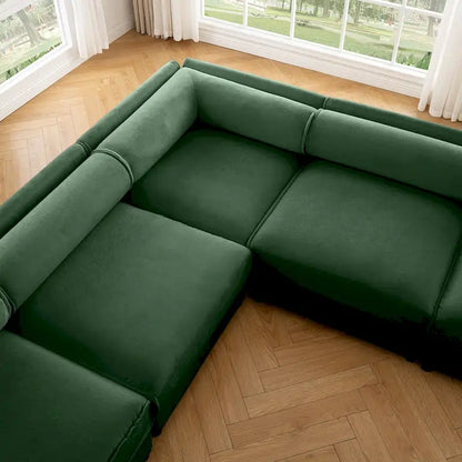 Canapé d'angle modulaire en forme de L, revêtu de chenille, avec assise de rangement, à monter soi-même.