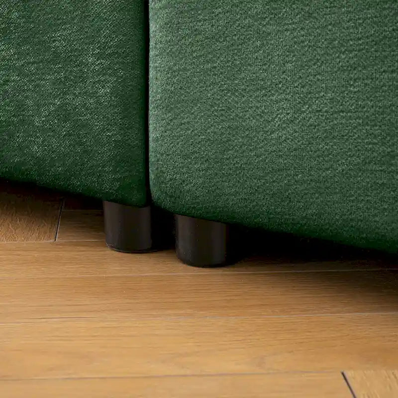 Canapé d'angle modulaire en forme de L, revêtu de chenille, avec assise de rangement, à monter soi-même.