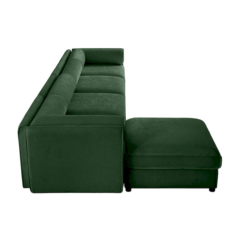 Canapé d'angle modulaire en forme de L, revêtu de chenille, avec assise de rangement, à monter soi-même.