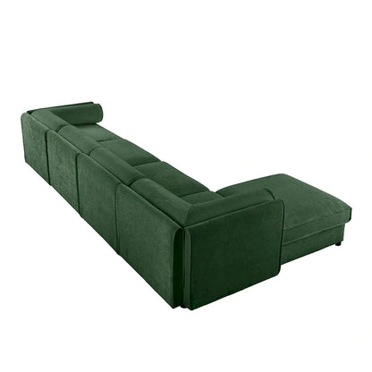 Canapé d'angle modulaire en forme de L, revêtu de chenille, avec assise de rangement, à monter soi-même.