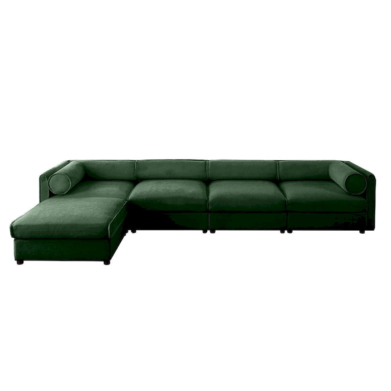 Canapé d'angle modulaire en forme de L, revêtu de chenille, avec assise de rangement, à monter soi-même.