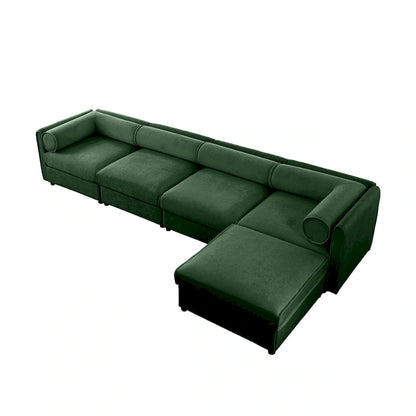 Canapé d'angle modulaire en forme de L, revêtu de chenille, avec assise de rangement, à monter soi-même.