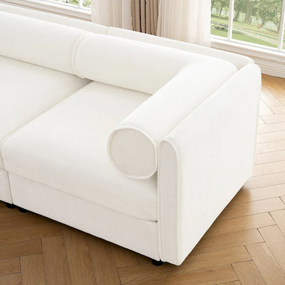 Canapé d'angle modulaire en forme de L, revêtu de chenille, avec assise de rangement, à monter soi-même.