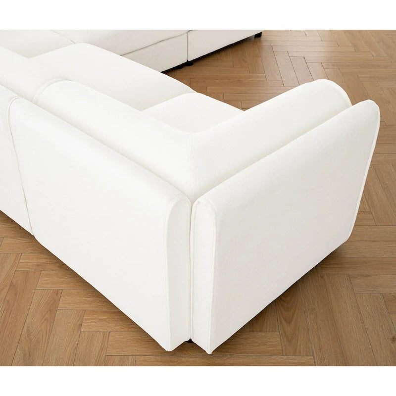 Canapé d'angle modulaire en forme de L, revêtu de chenille, avec assise de rangement, à monter soi-même.