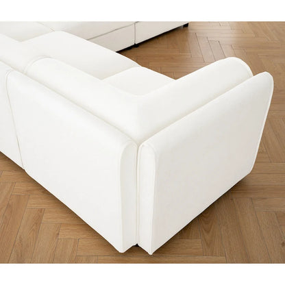 Canapé d'angle modulaire en forme de L, revêtu de chenille, avec assise de rangement, à monter soi-même.