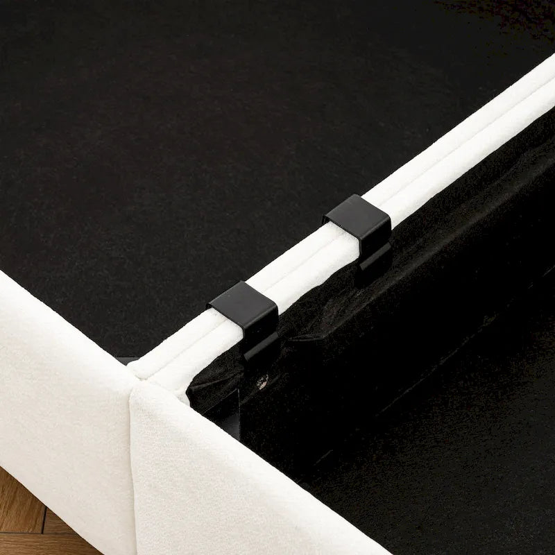 Canapé d'angle modulaire en forme de L, revêtu de chenille, avec assise de rangement, à monter soi-même.