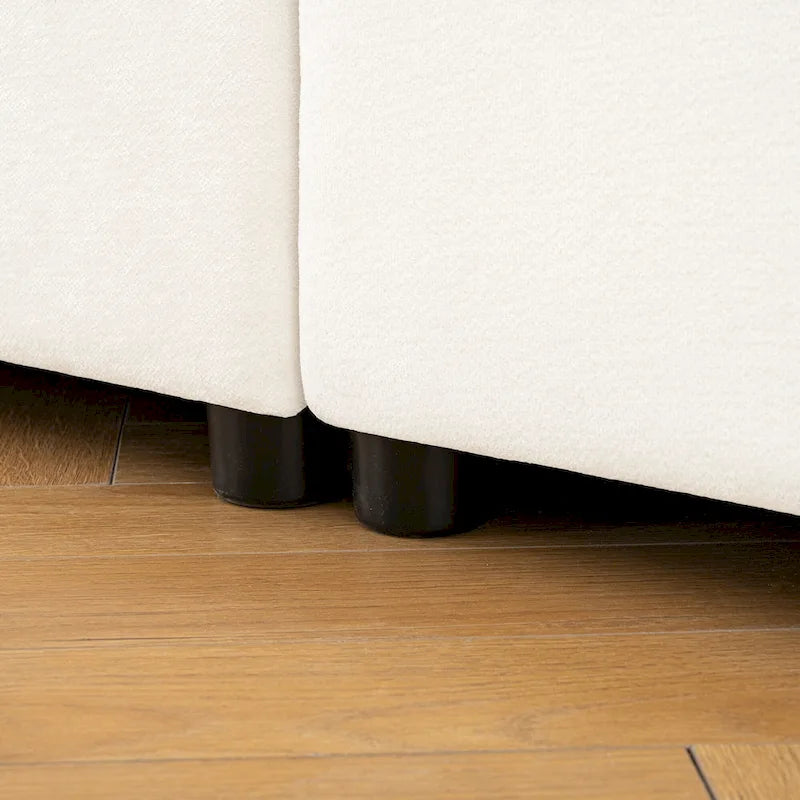 Canapé d'angle modulaire en forme de L, revêtu de chenille, avec assise de rangement, à monter soi-même.