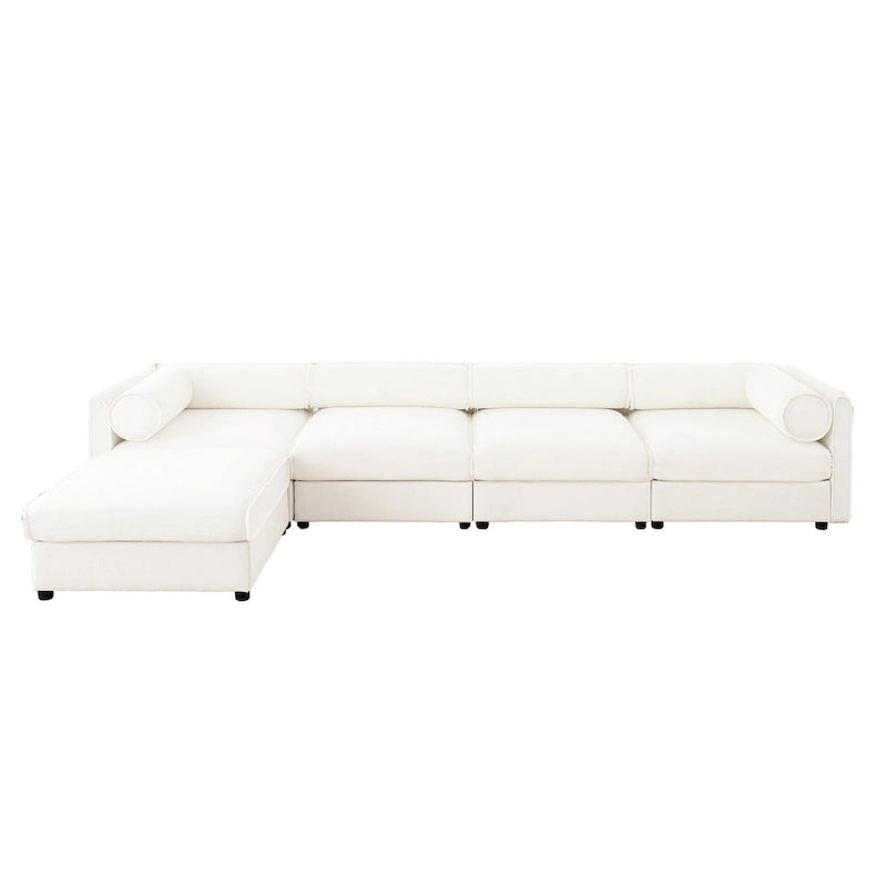Canapé d'angle modulaire en forme de L, revêtu de chenille, avec assise de rangement, à monter soi-même.
