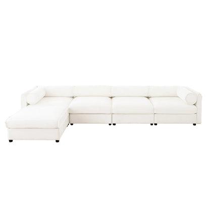 Canapé d'angle modulaire en forme de L, revêtu de chenille, avec assise de rangement, à monter soi-même.