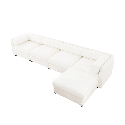 Canapé d'angle modulaire en forme de L, revêtu de chenille, avec assise de rangement, à monter soi-même.