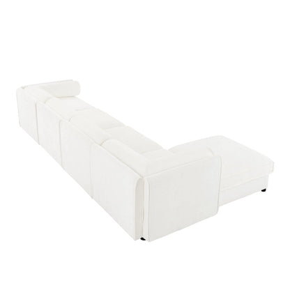 Canapé d'angle modulaire en forme de L, revêtu de chenille, avec assise de rangement, à monter soi-même.