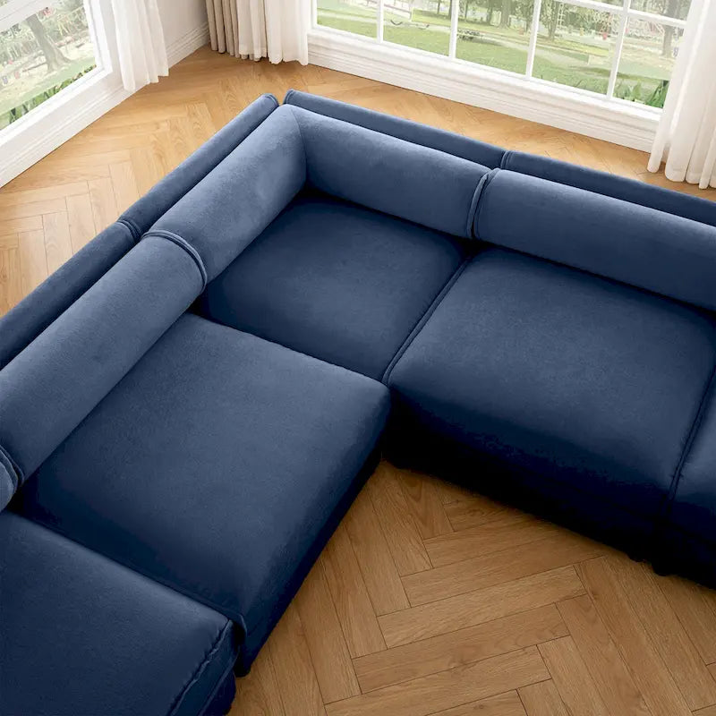 Canapé d'angle modulaire en forme de L, revêtu de chenille, avec assise de rangement, à monter soi-même.
