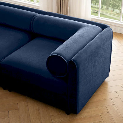 Canapé d'angle modulaire en forme de L, revêtu de chenille, avec assise de rangement, à monter soi-même.