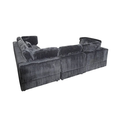 Canapé d'angle modulaire surdimensionné en velours côtelé, 6 pièces, à monter soi-même
