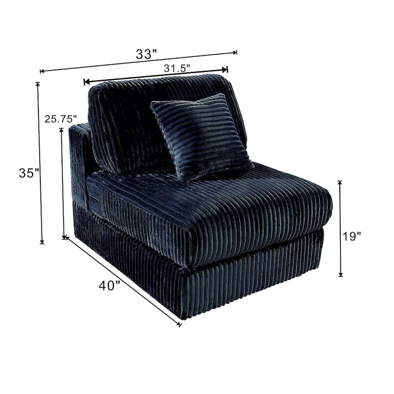 Canapé d'angle modulaire surdimensionné en velours côtelé, 6 pièces, à monter soi-même