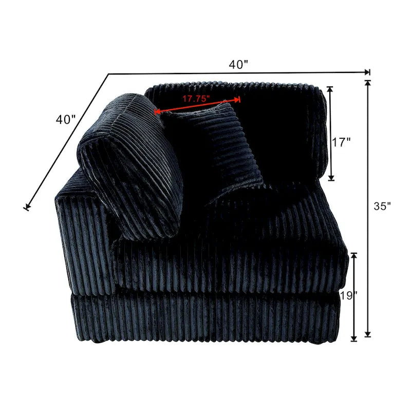 Canapé d'angle modulaire surdimensionné en velours côtelé, 6 pièces, à monter soi-même