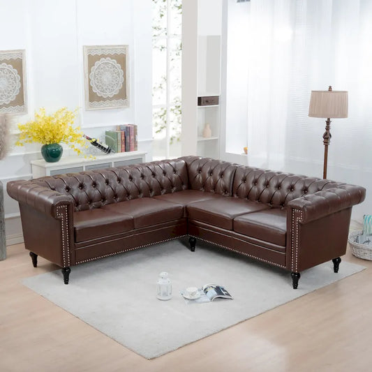 Christopher Knight Home - Canapé d'angle luxueux Clayton en cuir PU