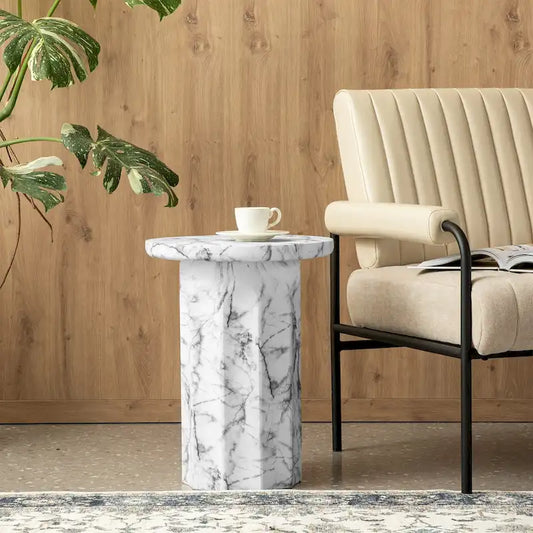 Table d'appoint moderne Glitzhome 20,75H en faux marbre MGO
