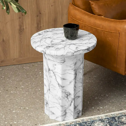 Table d'appoint moderne Glitzhome 20,75H en faux marbre MGO