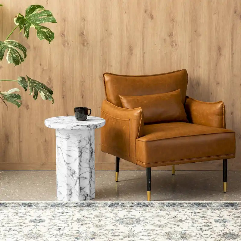 Table d'appoint moderne Glitzhome 20,75H en faux marbre MGO