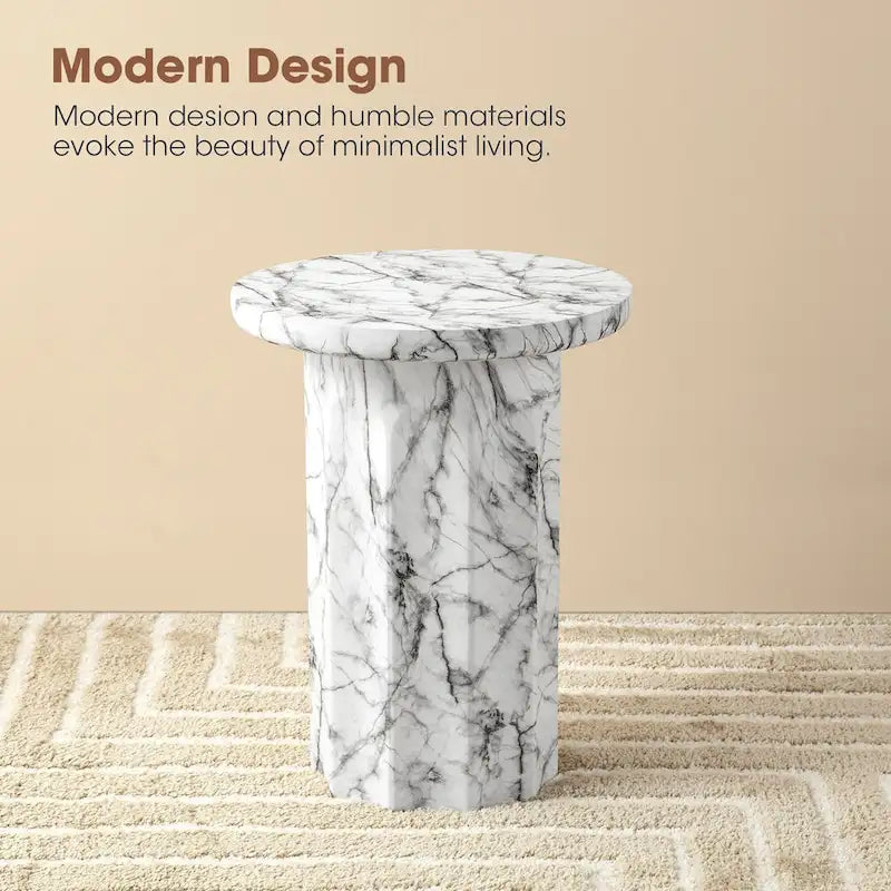 Table d'appoint moderne Glitzhome 20,75H en faux marbre MGO