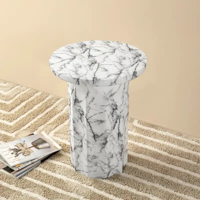 Table d'appoint moderne Glitzhome 20,75H en faux marbre MGO