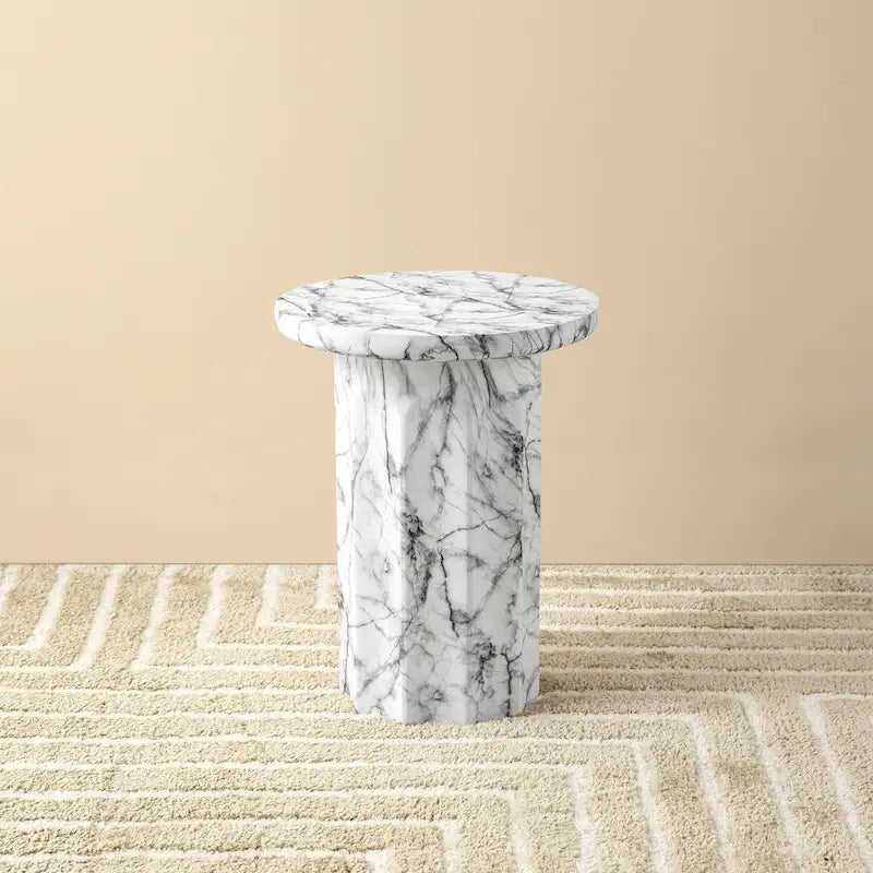 Table d'appoint moderne Glitzhome 20,75H en faux marbre MGO