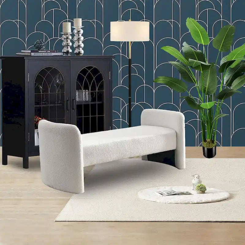 GDFStudio - Banc Harper à structure en H, recouvert de polyester, au design moderne et polyvalent