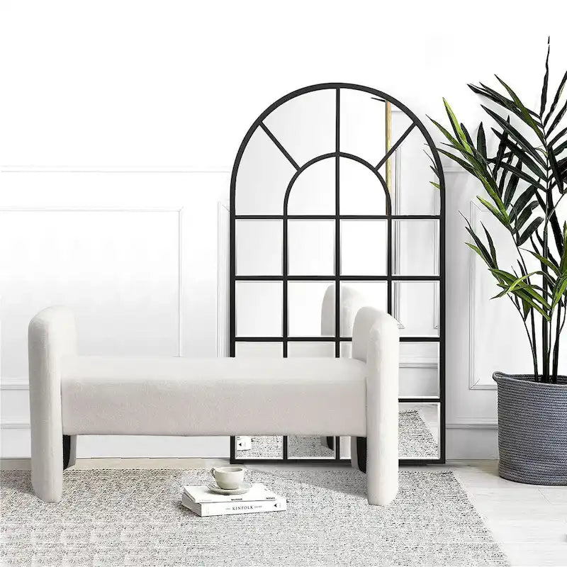 GDFStudio - Banc Harper à structure en H, recouvert de polyester, au design moderne et polyvalent