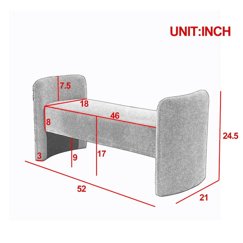 GDFStudio - Banc Harper à structure en H, recouvert de polyester, au design moderne et polyvalent