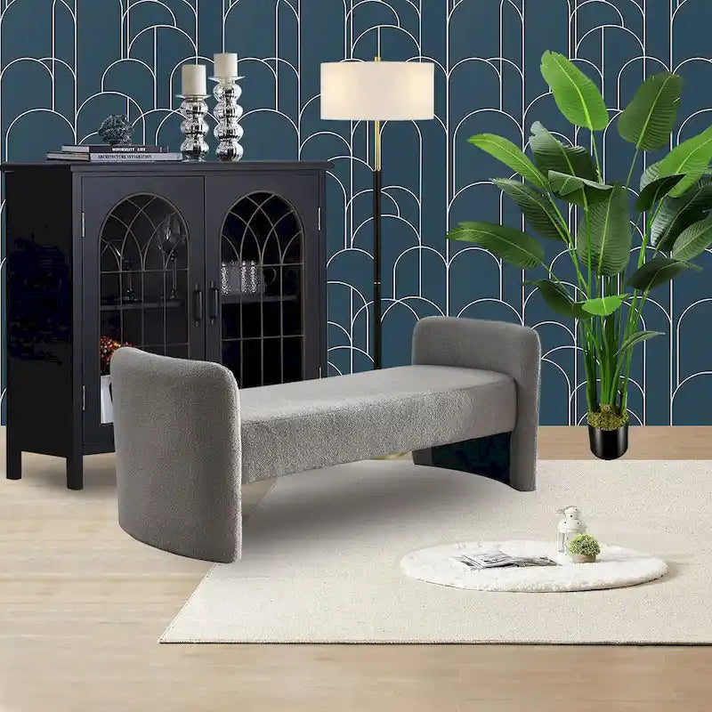 GDFStudio - Banc Harper à structure en H, recouvert de polyester, au design moderne et polyvalent