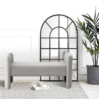 GDFStudio - Banc Harper à structure en H, recouvert de polyester, au design moderne et polyvalent