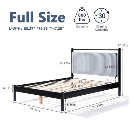 Cadre de lit plateforme en bois Christopher Knight Home, format standard, avec tête de lit moelleuse.