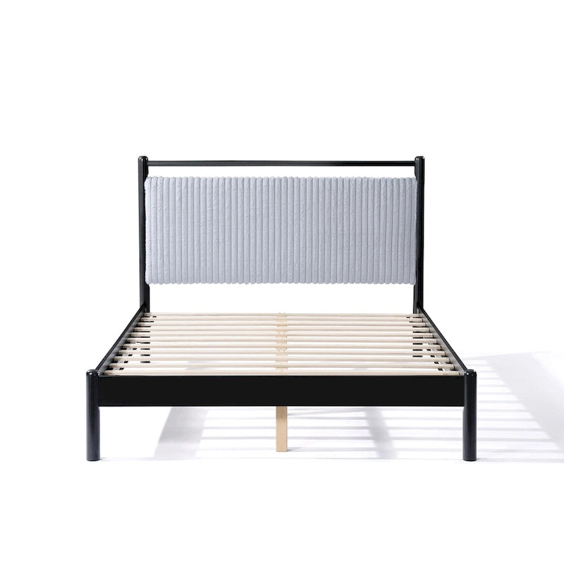 Cadre de lit plateforme en bois Christopher Knight Home, format standard, avec tête de lit moelleuse.