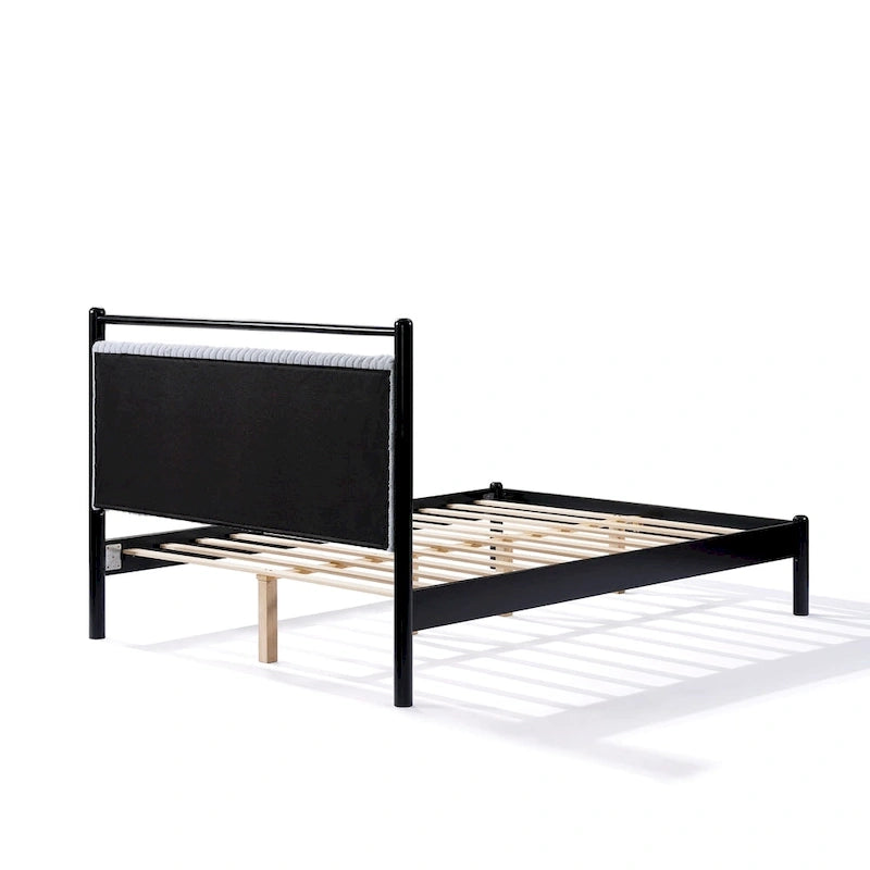 Cadre de lit plateforme en bois Christopher Knight Home, format standard, avec tête de lit moelleuse.