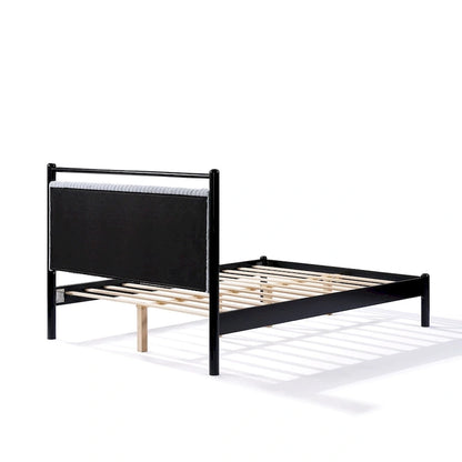 Cadre de lit plateforme en bois Christopher Knight Home, format standard, avec tête de lit moelleuse.